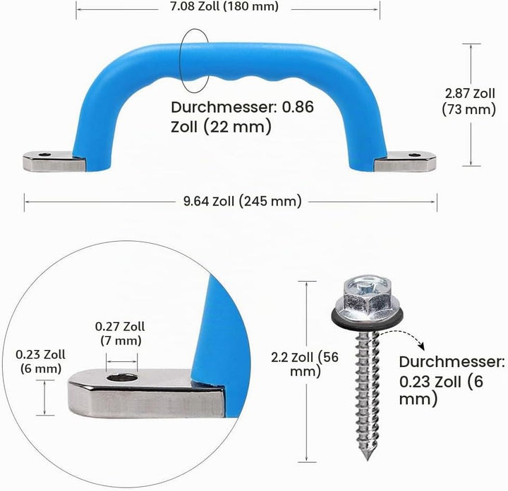BeneLabel rutschfeste Solide Handgriffe, 18cm Sicherheitsgriffe Klettergeräte Greifer Griffe für Spi
