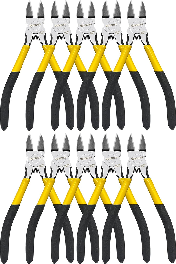 BOOSDEN Seitenschneider 10 Stück, 165mm, Schneidzange, Drahtschneider,Kunststoffschneider, Seitensch