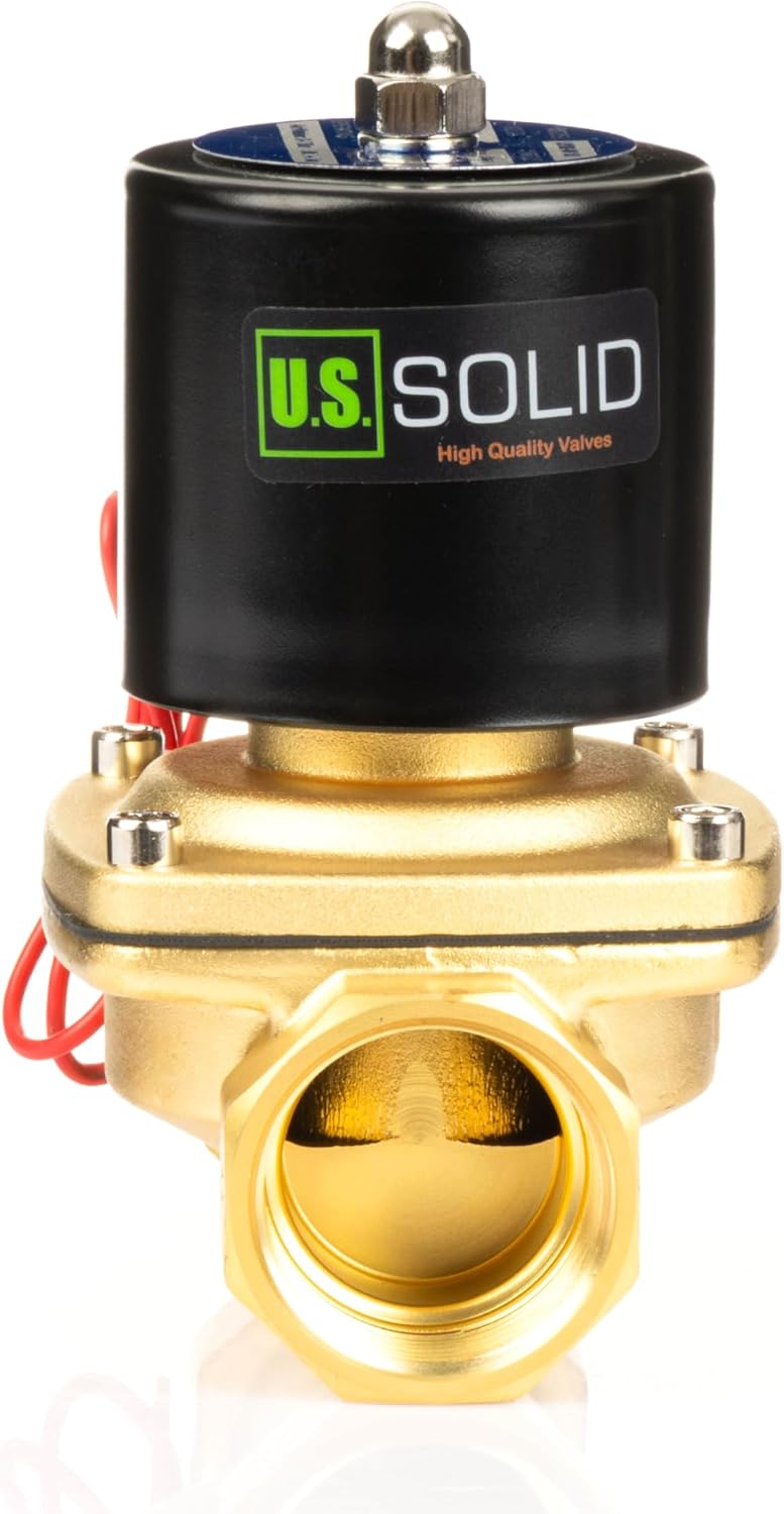 U.S. Solid 1-1/4" Messing Elektrisch Magnetventil 12V DC stromlos geschlossen VITON Wasser Luft Öl G