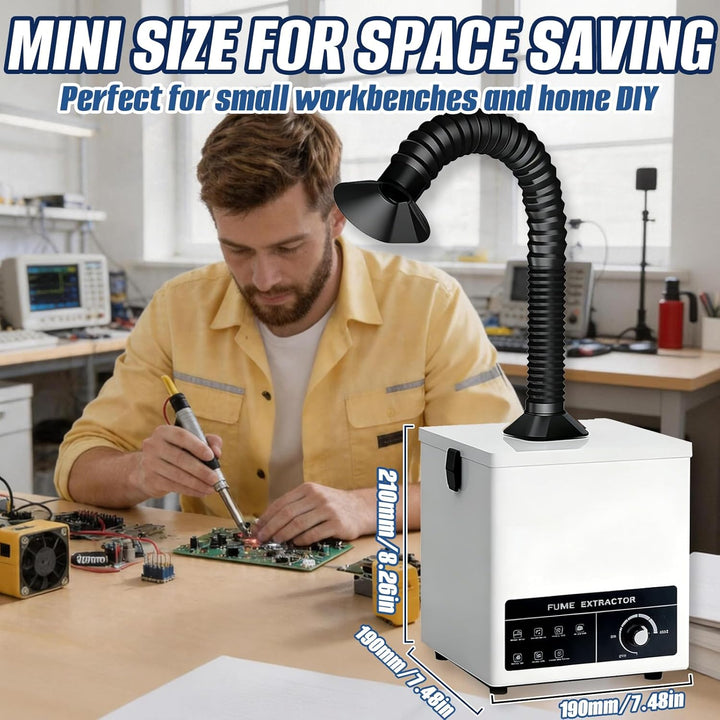 50W Lötrauchabsaugung mit 3-Stufen Filtersystem, mit 4 Ersatz-Vorfilter, Desktop Rauchabsauger 168 m