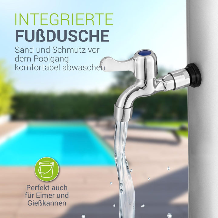 Juskys Solardusche Victoria 20/35 / 40 Liter - bis 60°C – mit schwenkbarem Duschkopf, Fussdusche & G