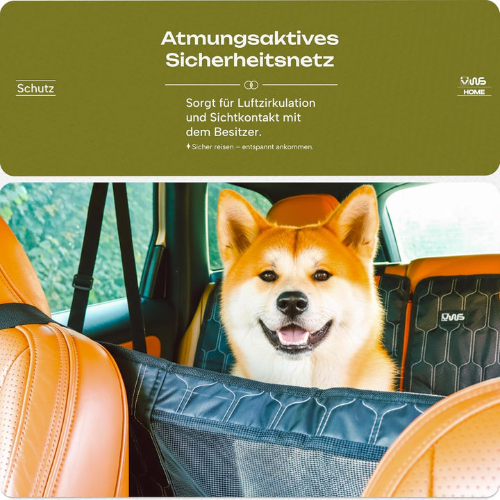Hundedecke Auto 4-in-1 – Rückbank-, Hängematten-, Teil- & Vordersitz-Schutz, 132×145 cm – 600D Oxfor