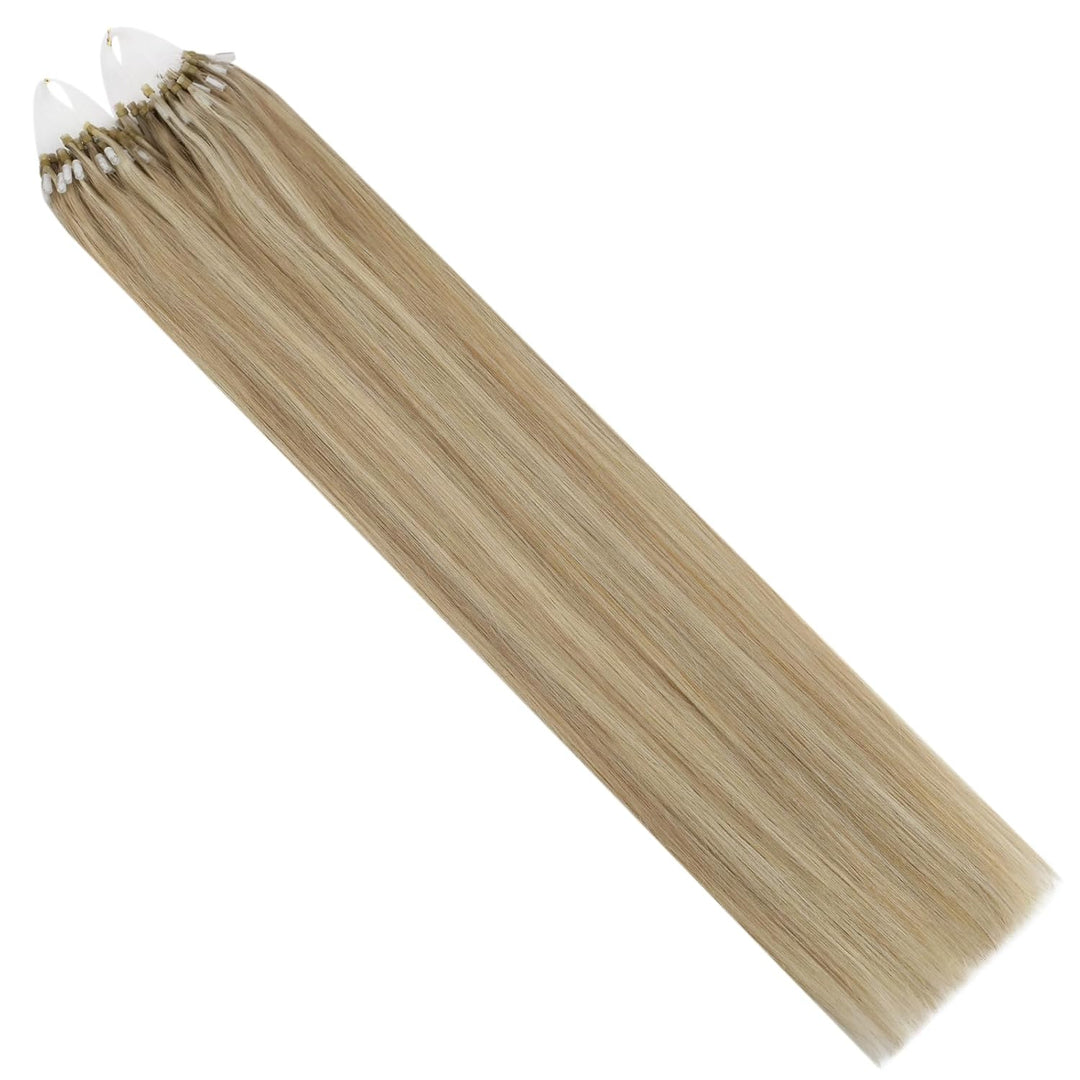 Ugeat Microring Extensions Echthaar Goldblond 35cm Micro Extensions Echthaar Microring Blond Highlig