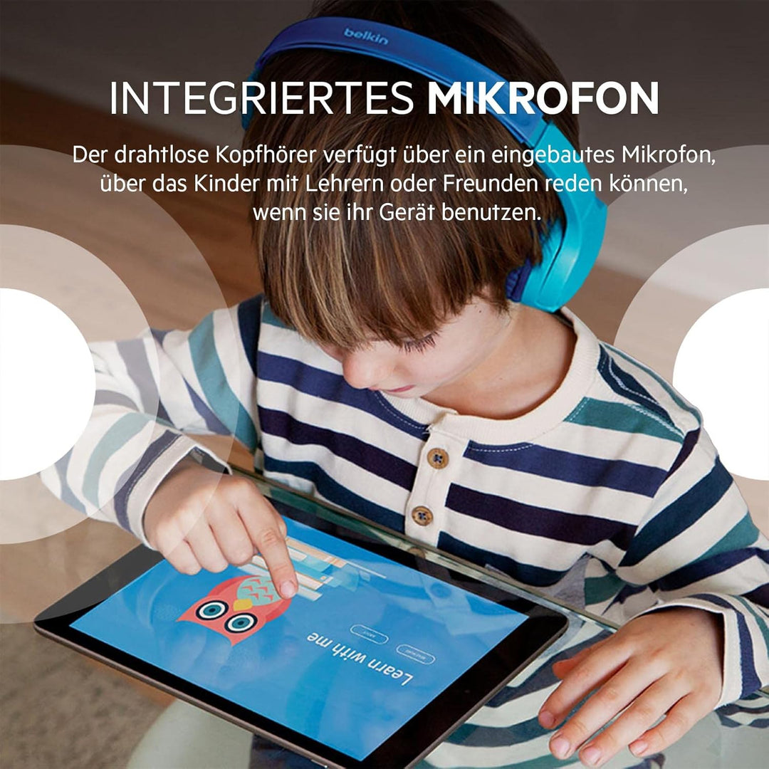 Belkin SoundForm Mini drahtloser Kinder-On-Ear-Kopfhörer mit integriertem Mikrofon zum Online-Lernen