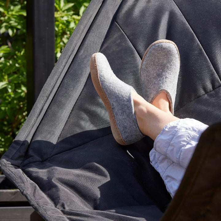 glerups Slipper aus 100 % hochwertiger Wollmischung mit Gummisohle, Unisex-Slipper 35 EU Grau, 35 EU