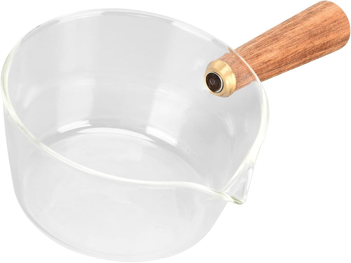 Milchtopf aus Borosilikatglas mit V-förmigem Ausguss, Antihaftbeschichtet, 400ml, Messbecher, Aufsch