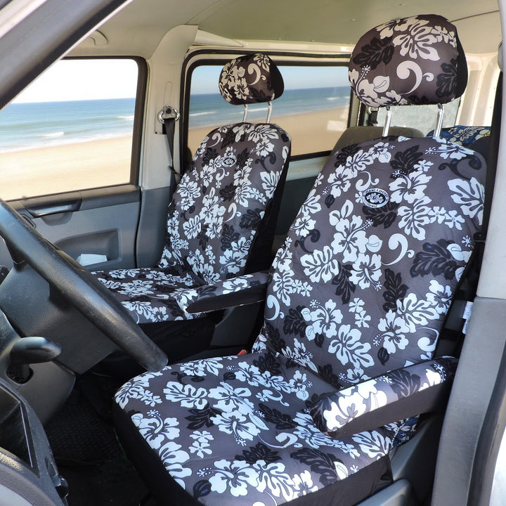 Hang Loose Hawaii Auto Sitzbezüge Schonbezüge - (1 Paar), inkl. Bezüge für 2 Kopfstützen und 4 Armle