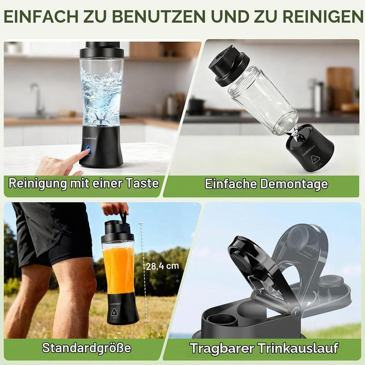 Mixer Smoothie Maker 700ml, Wiederaufladbarer, 6000 mAh Portable Blender, 3D 6 Klingendesign und IP6