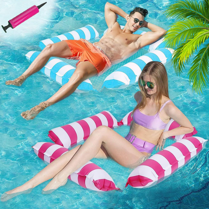 Wasserhängematte, 2 Stück 4 in1 Wasserhängematte mit Netz, Hängematte Pool, Zusammenklappbar Wasser
