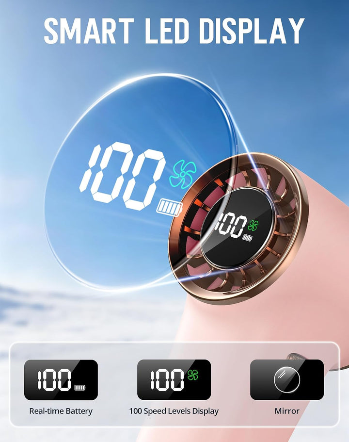 Mini Ventilator, 97g Ultra Leicht 20000RPM Portable Fan mit Bis Zu 10m/s Windgeschwindigkeit &amp; 18℃ K