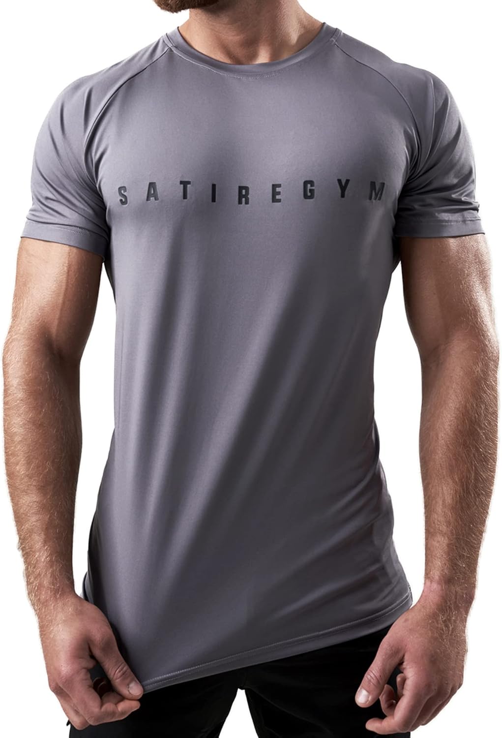 Satire Gym - Sport Shirt Männer atmungsaktiv - enganliegendes & schnelltrocknendes Fitness Tshirt He