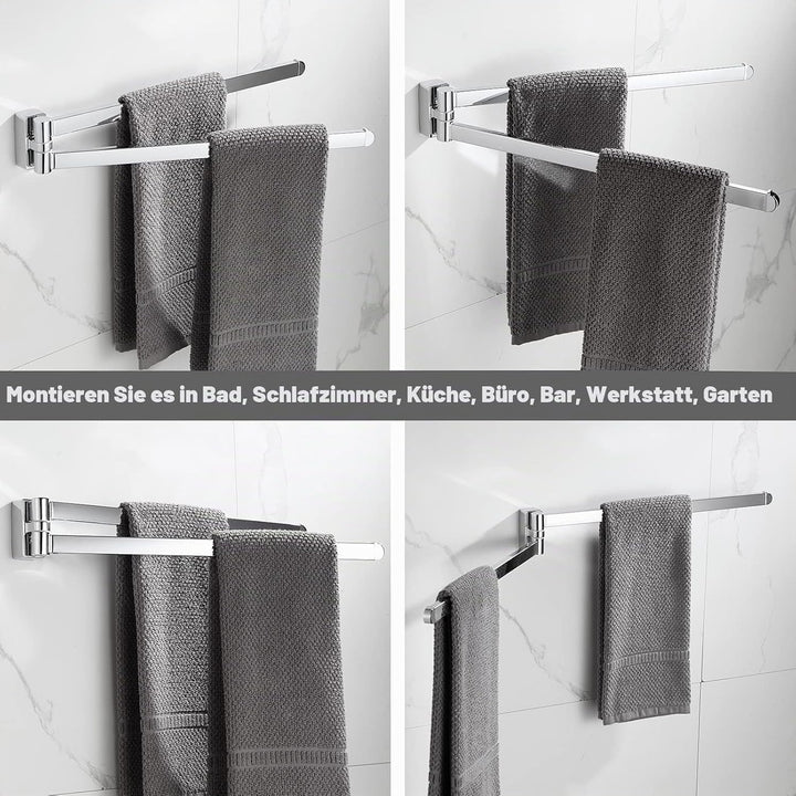 BGL Verchromter Handtuchhalter, Edelstahl, Wandmontage, Handtuchhalter mit 2 Schwenkstangen, Verchro