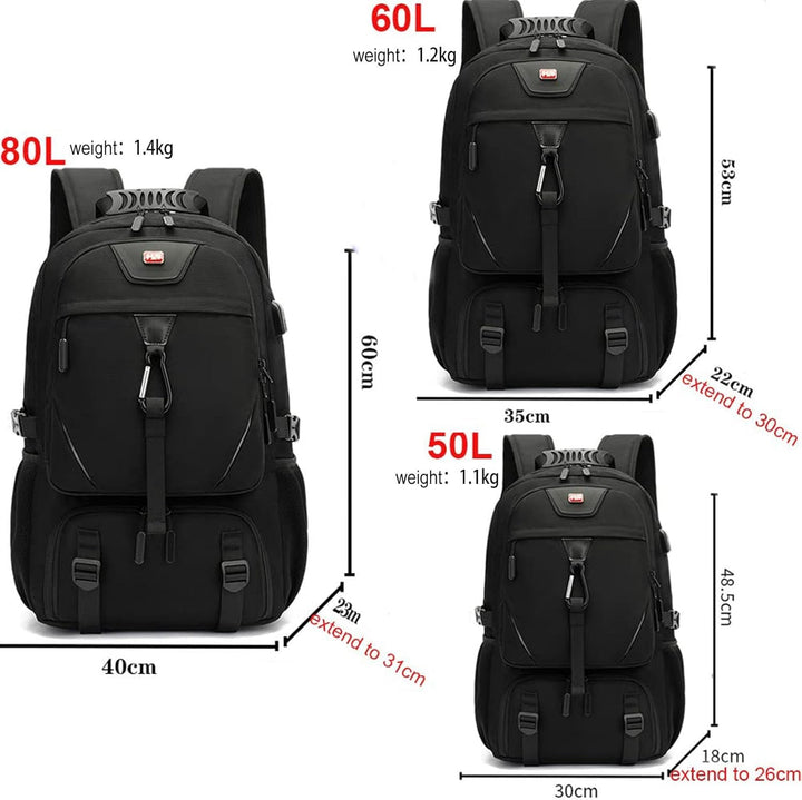 50L 60L 80L Reiserucksack Herren Gross, Erweiterbar Handgepäck Rucksack,17-Zoll Laptoptasche Rucksac
