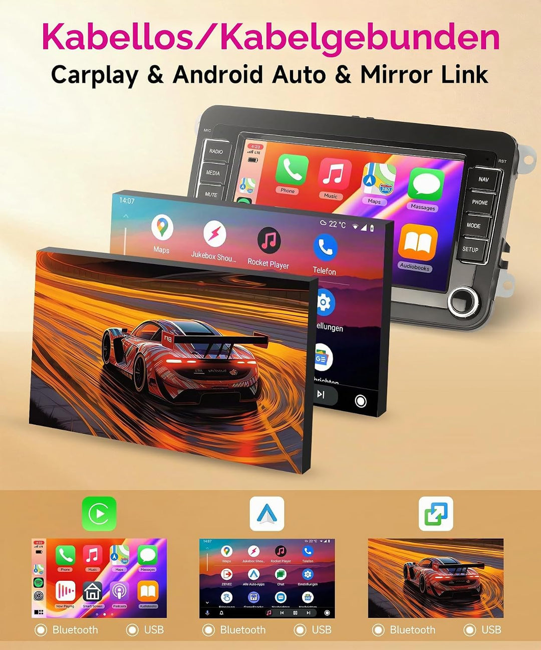 6G+128G 8 Core Wireless Carplay Android Autoradio für VW Golf 5 6 Passat Polo Tiguan Touran Caddy Sk