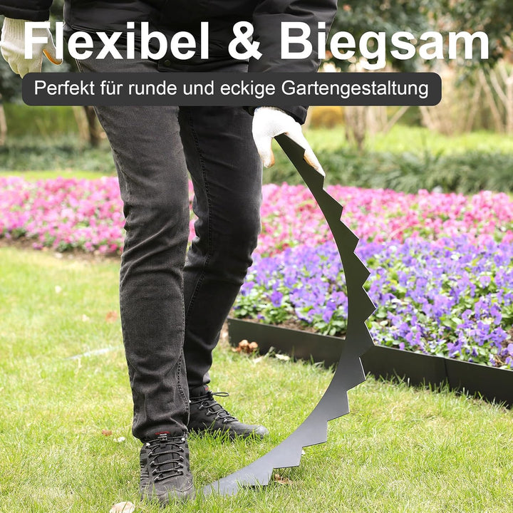 6er-Set feuerverzinkte Rasenkante mit Pulverbeschichtung, 100x15 cm (LxH), Metall-Beeteinfassung, mi