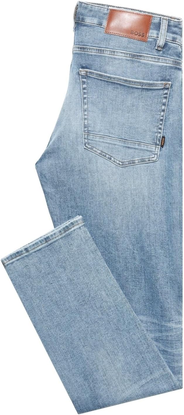 BOSS Herren Delaware BC-L-P Blaue Slim-Fit Jeans aus Super-Stretch-Denim 35W / 30L Light/Pastel Blue