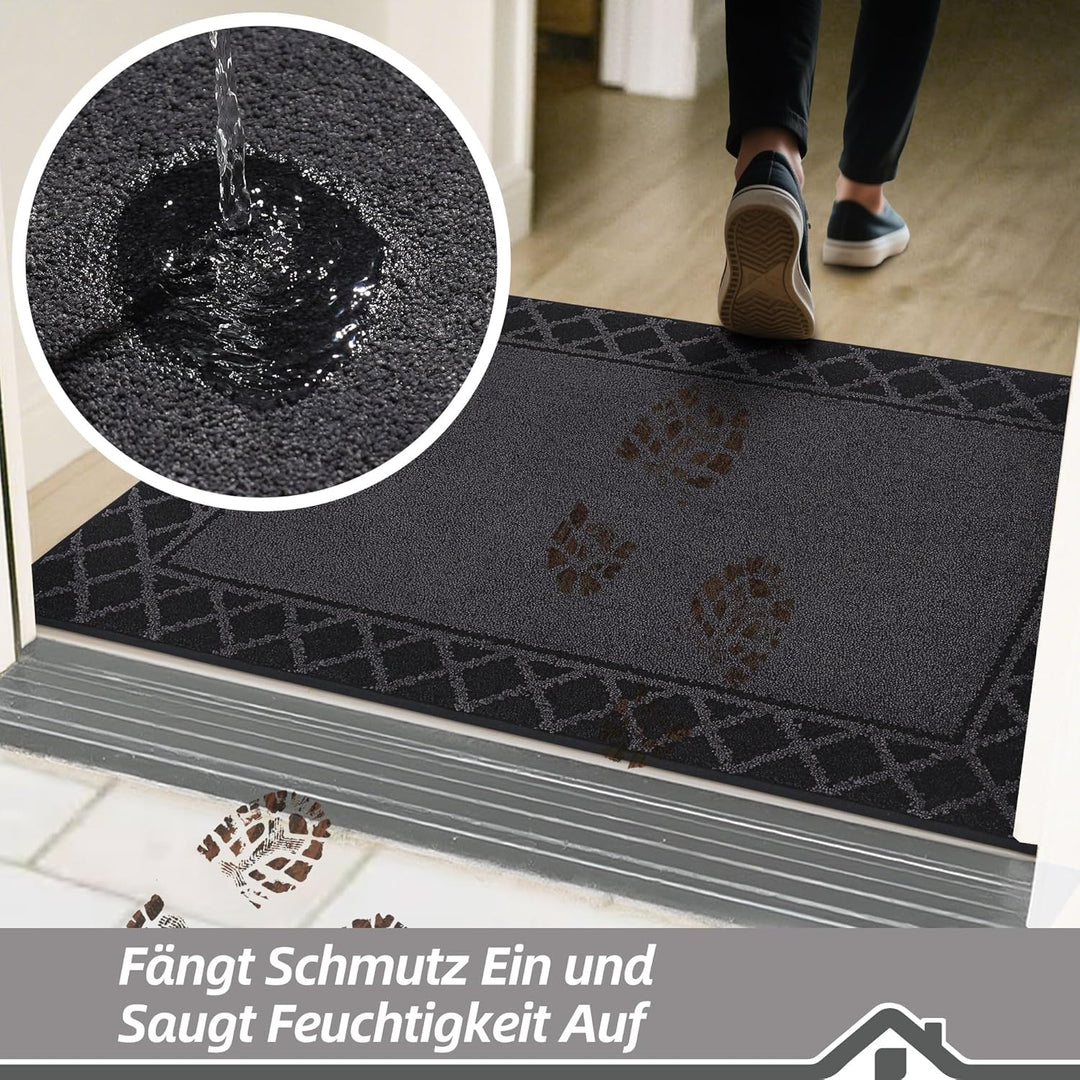 BEQHAUSE Fussabtreter Innen, 50 * 80 cm Fussmatte, Schmutzfangmatte Waschbar, TPR rutschfest Fussabt