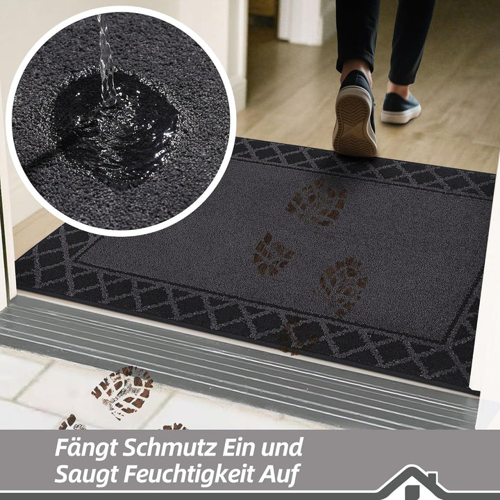 BEQHAUSE Fussabtreter Innen, 50 * 80 cm Fussmatte, Schmutzfangmatte Waschbar, TPR rutschfest Fussabt