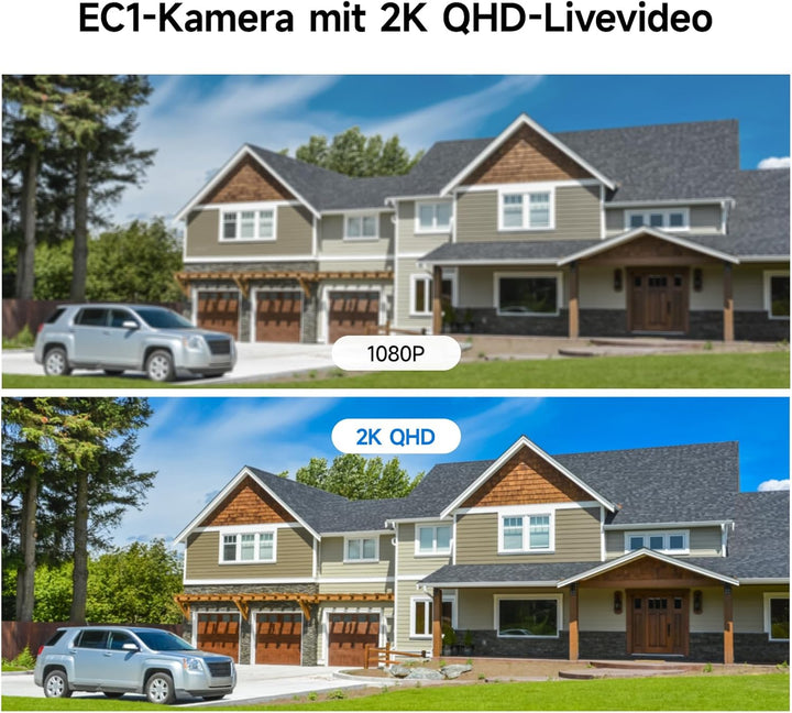 Ediloca 2K/3MP Überwachungskamera Aussen Akku, WLAN Kabellose Überwachungskamera aussen/innen, 300°