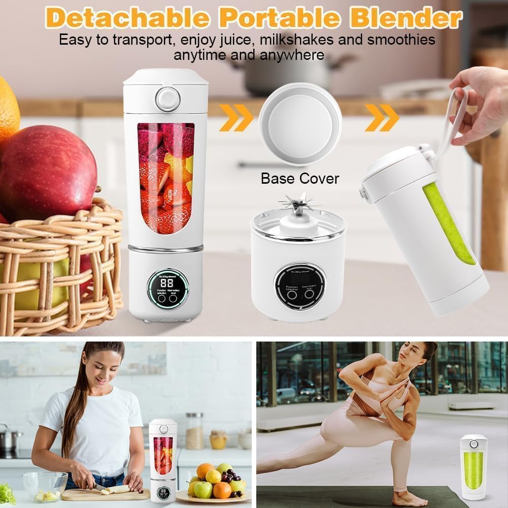 Tragbarer Mixer, 700 ml Mixer Smoothie, Mini-Standmixer mit 12 Edelstahlklingen und Digitalanzeige,