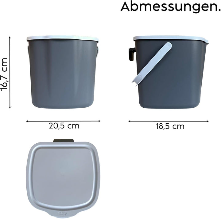 Snips Biomülleimer Komposteimer, Küchenabfalleimer mit Deckel und Griff 3L, Bio Mülleimer, Abfalleim