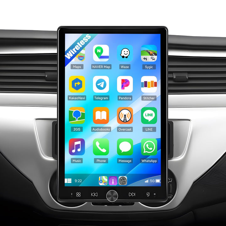 CAMECHO Autoradio 1 Din 10.4 Zoll Wireless Carplay Android Auto Radio mit Bildschirm Bluetooth Schüt