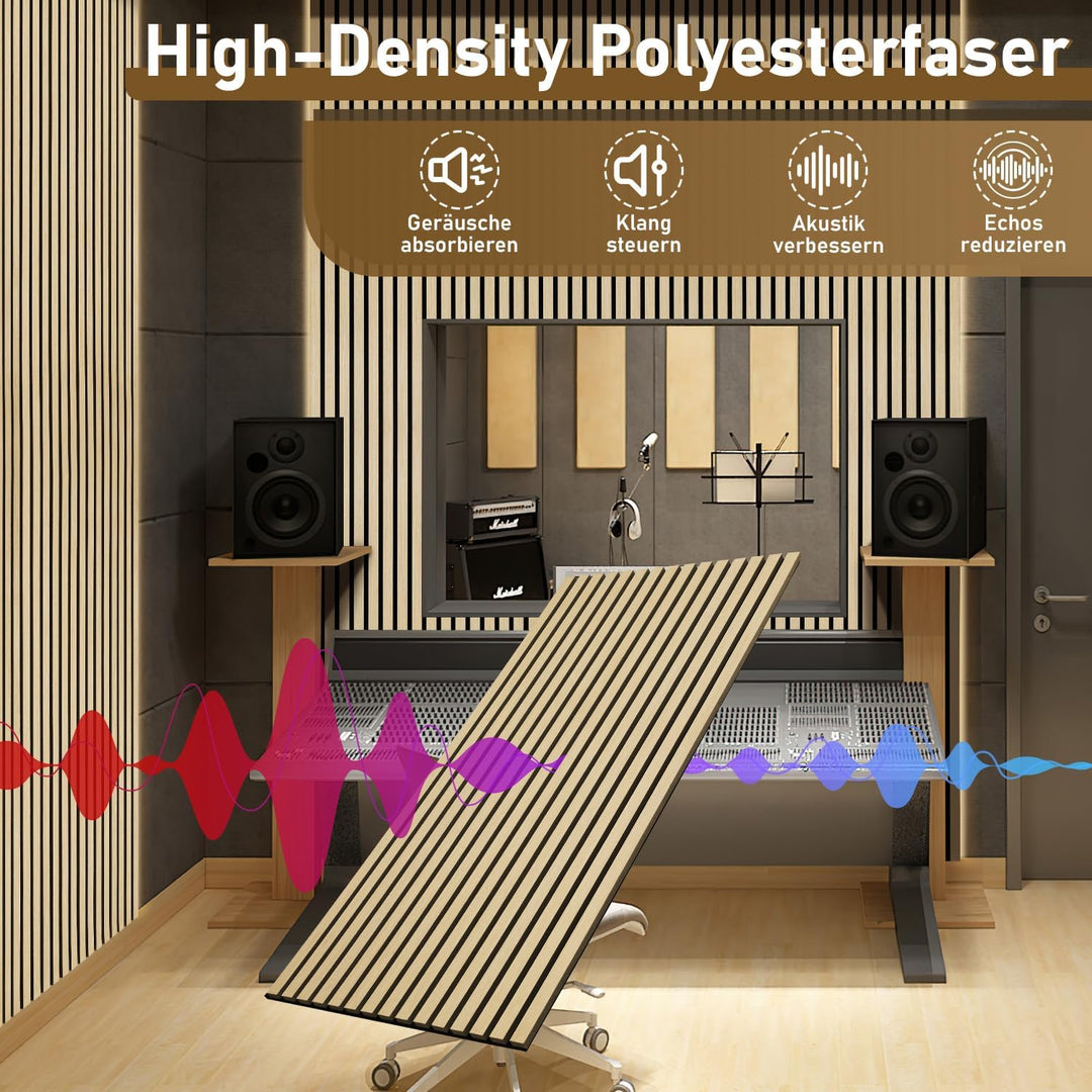 Akustikpaneele Holz 120x60 cm, Schallabsorbierende Wandverkleidung mit Holzfurnier & Filz – Modernes