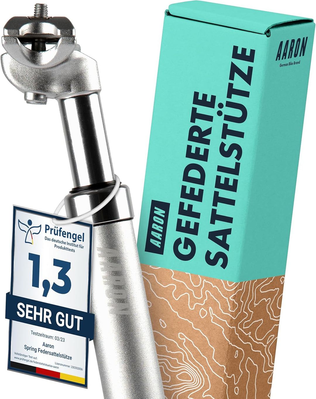 AARON Spring Federsattelstütze mit 27,2, 30,9 oder 31,6 mm Durchmesser - Gefederte Aluminium Sattels