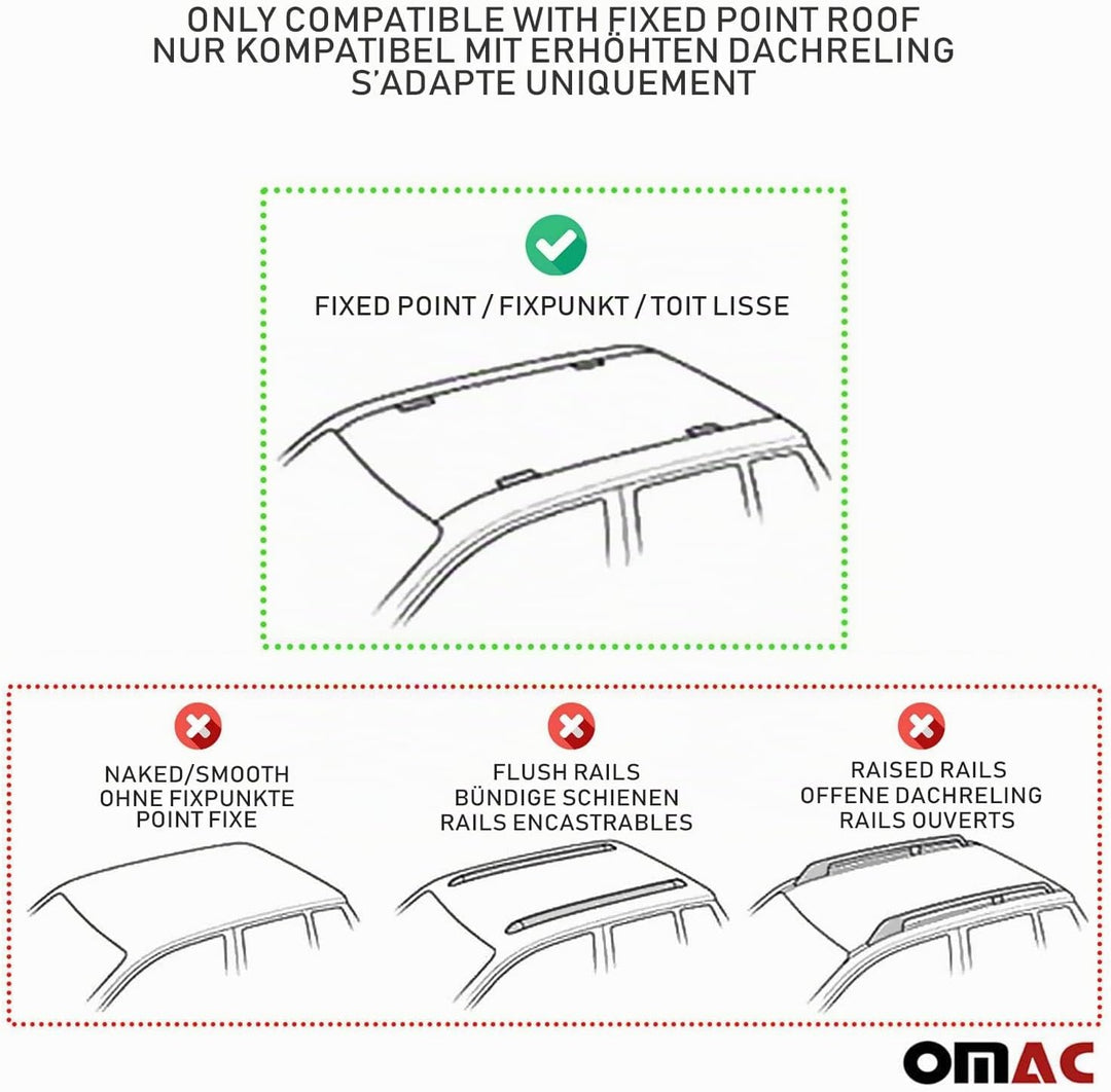 Dachträger Gepäckträger Relingträger kompatibel mit VW T5 Caravelle 2003-2015 Silber 3 TLG, Silber