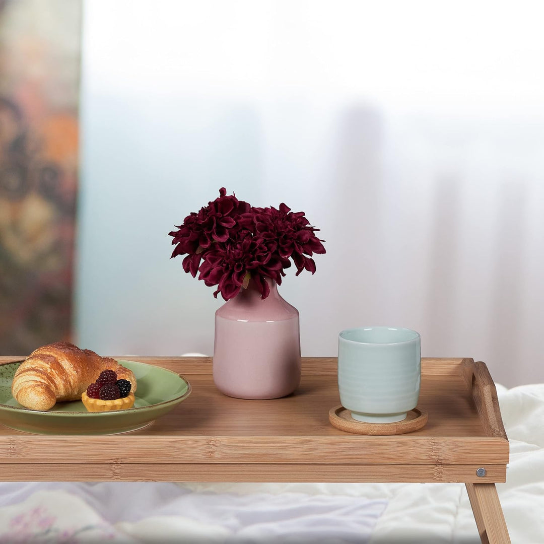 Relaxdays Betttablett klappbar, Essenstablett mit Füssen, Frühstück im Bett, Bambus & MDF, HxBxT: 25