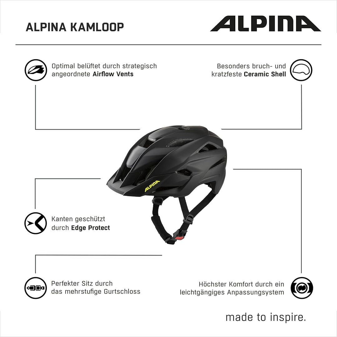 ALPINA KAMLOOP Radhelm schwarz gelb 51-55 cm, 51-55 cm