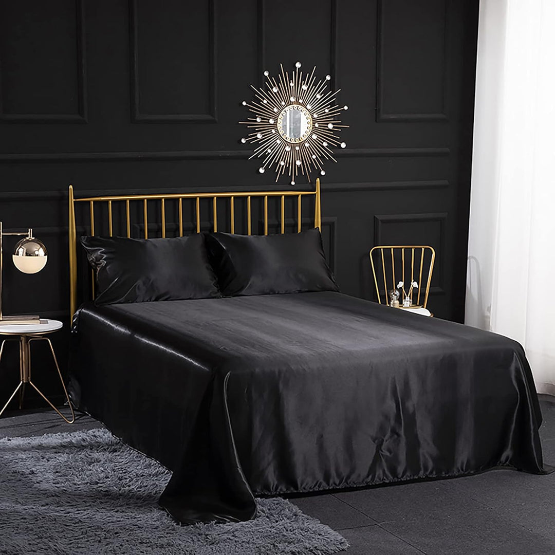 Jemiipee Spannbettuch Einfarbig Satin Seide Glänzend Betttuch Leintuch 150x200 cm für Matratzen bis
