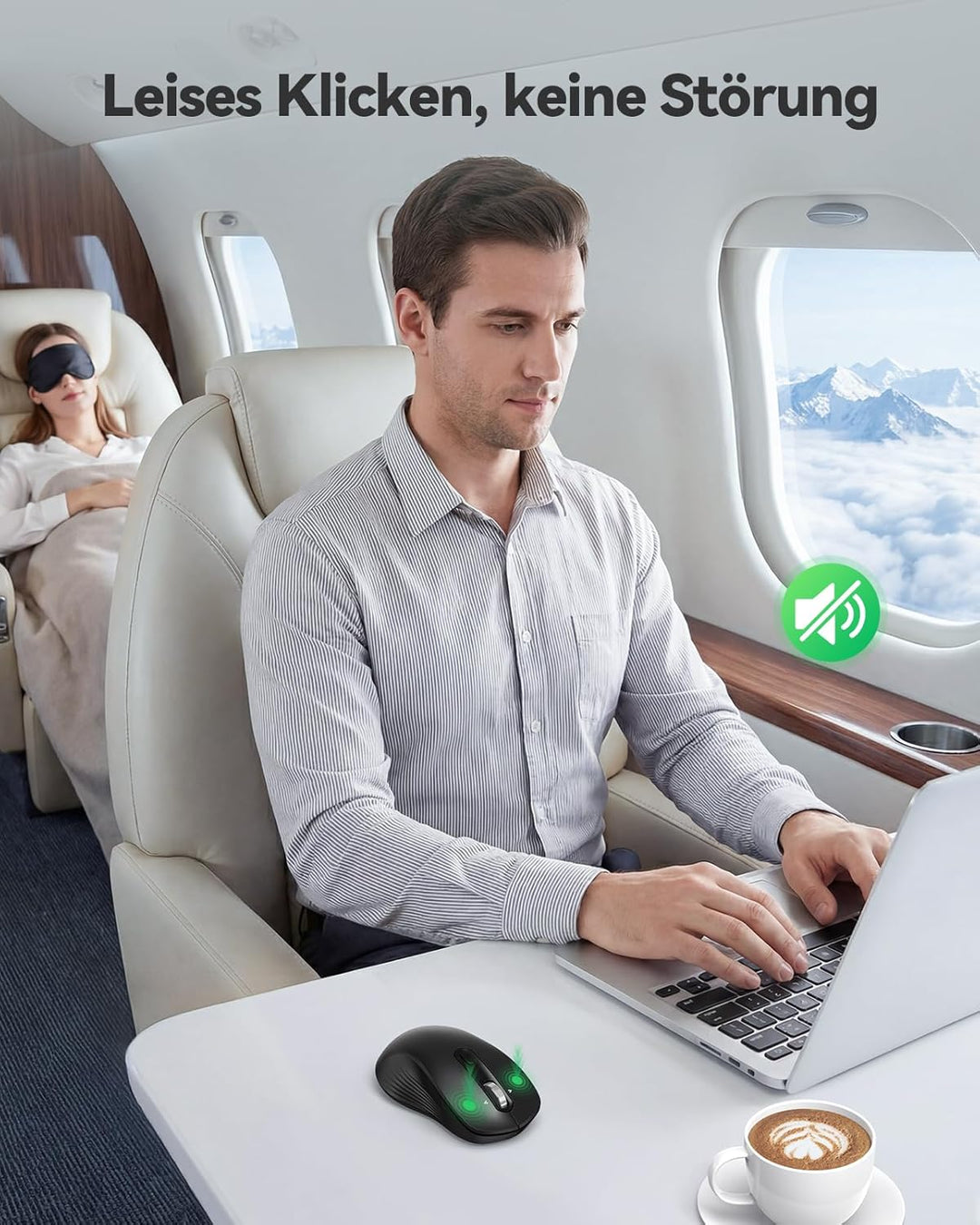 TECKNET Bluetooth Maus Kabellos, Wiederaufladbare Funkmaus mit 4-Wege-Scrollrad, 4800 DPI 6 Stufen,