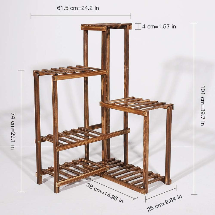 unho Blumenregal Holz 6 Ebenen Blumentreppe Ecke Blumenbank Blumenständer für Innen Balkon Wohzimmer