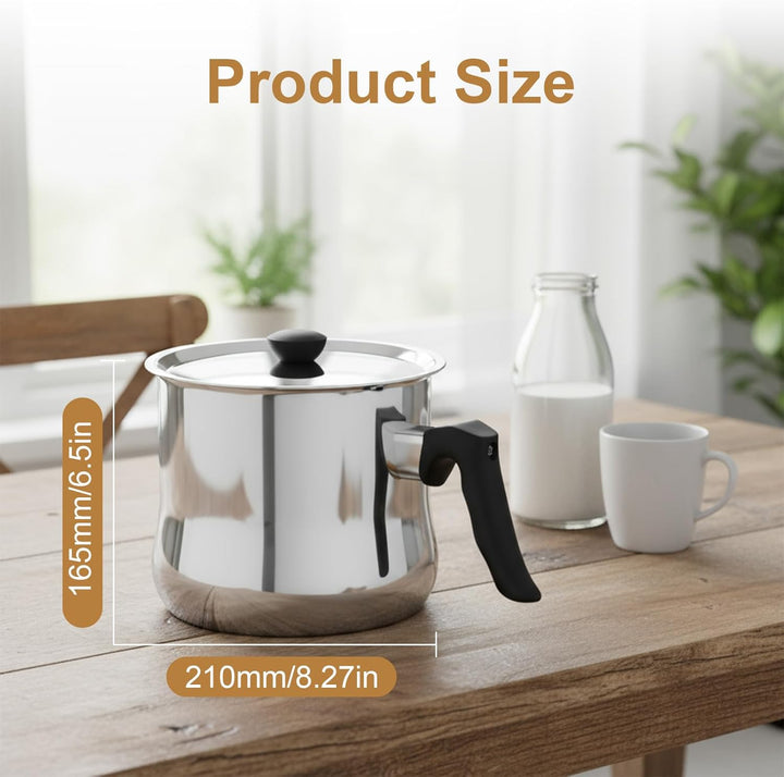 1.5l Milchtopf Induktion, Milchtopf Doppelwandig Mit Ausgiesser Und Rutschfester, Simmertopf Kochtop