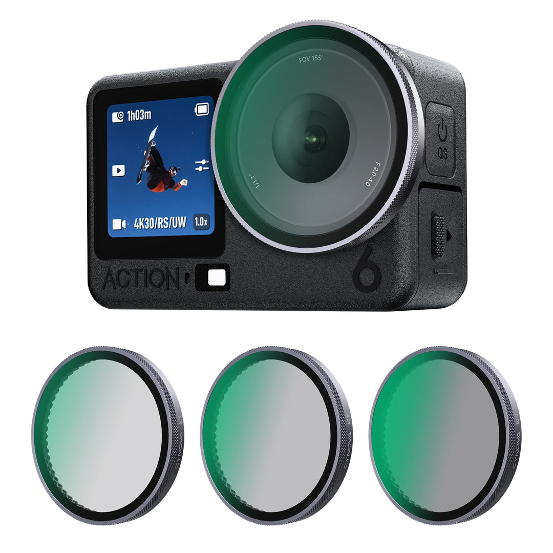 CYNOVA Osmo Action 6 ND Filter 3er Pack ND8, ND16, ND32, Osmo Action 6 Filterset Kompatibel mit DJI