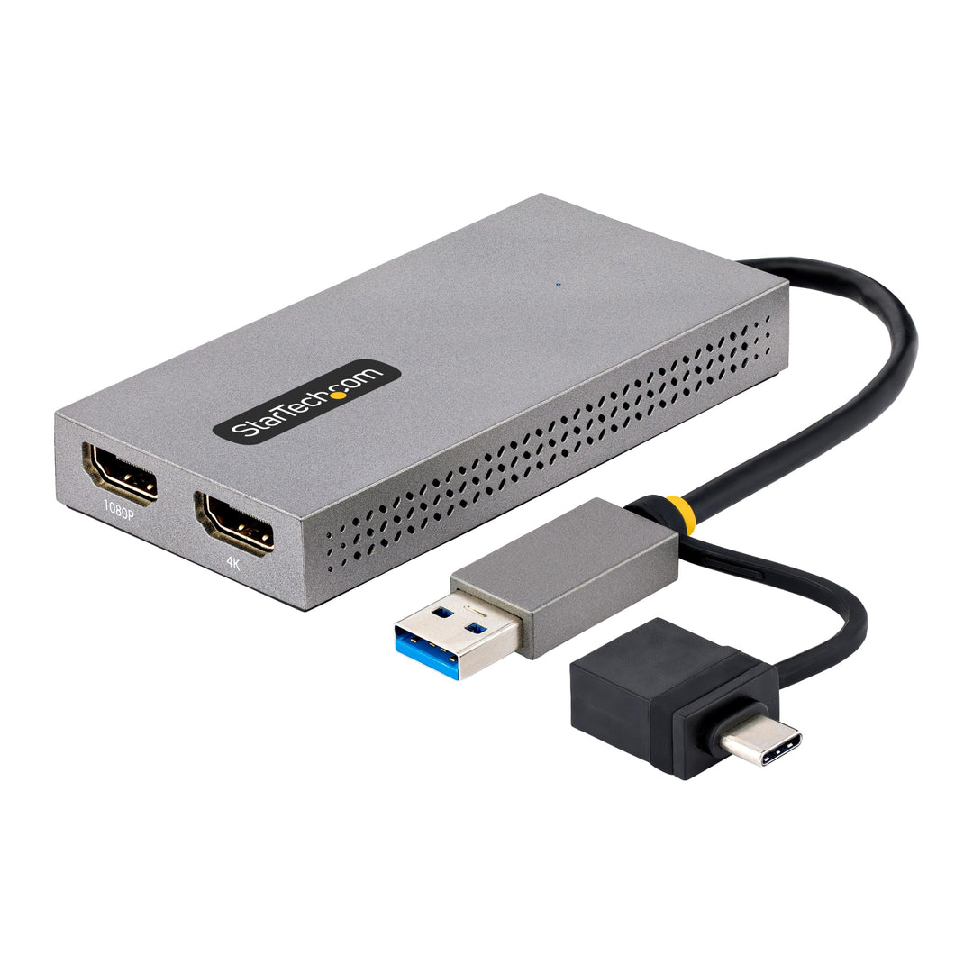 StarTech.com Dual Monitor Adapter, USB A/C auf 2x HDMI (1x 4K30Hz, 1x 1080p), externe grafikkarte, 1