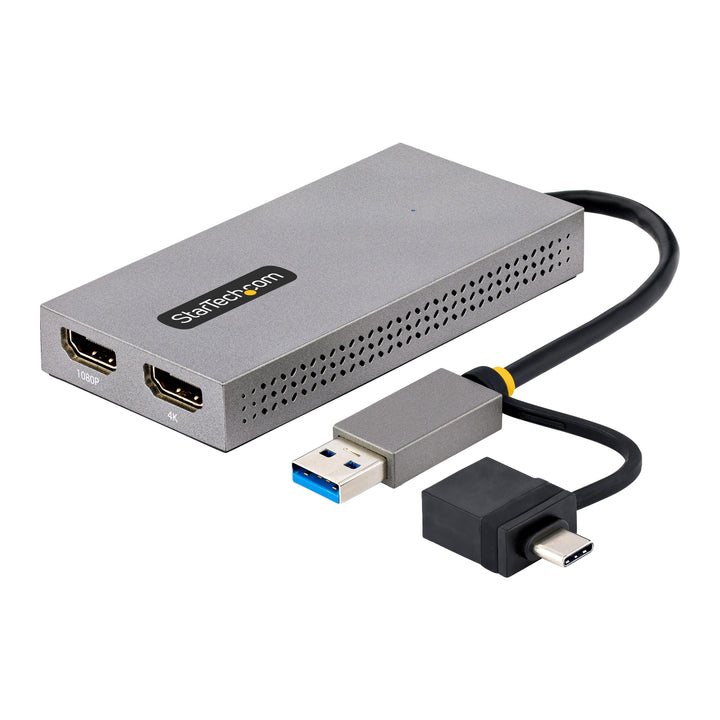 StarTech.com Dual Monitor Adapter, USB A/C auf 2x HDMI (1x 4K30Hz, 1x 1080p), externe grafikkarte, 1
