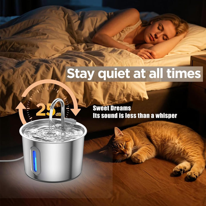 Katzenbrunnen Fortgeschritten 304 Edelstahl Trinkbrunnen für Katze: Katzenbrunnen für Katzen - 2.2L