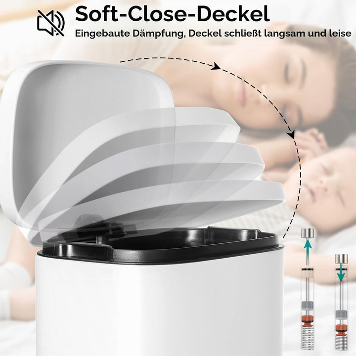 LIFERUN Mülleimer Küche 30l, Abfalleimer mit Deckel, Softclose Treteimer aus Stahl, mit Inneneimer f