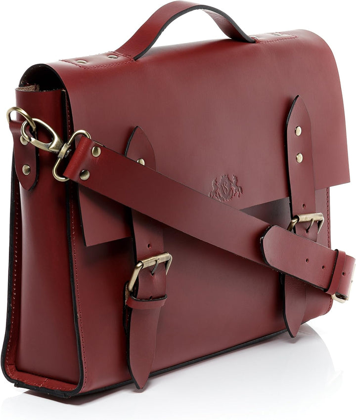 SID &amp; VAIN Aktentasche Boston aus Sattel-Leder I Business-Tasche gross für Herren 15 Zoll Laptop-Fac