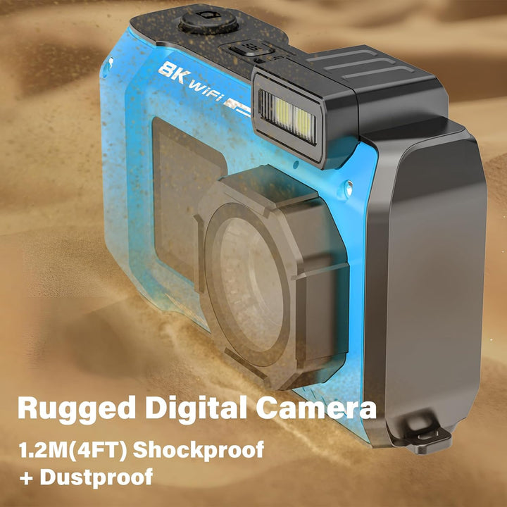 Digitalkamera, Yixinxin 8K Unterwasserkamera, 70MP Autofokus 33FT WiFi Digitalkamera wasserdichte mi