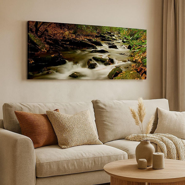 Wandbilder Dekoration Wohnzimmer Bäume Strom Felsen Panorama Bilder auf Leinwand 120x50cm Leinwandbi