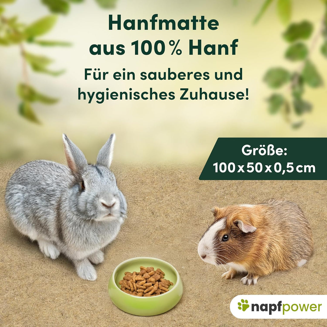 Hanfmatte auf 25 Meter Rolle x 50 cm breite | 5 mm Dicker Nagerteppich aus 100% Hanf | kompostierbar