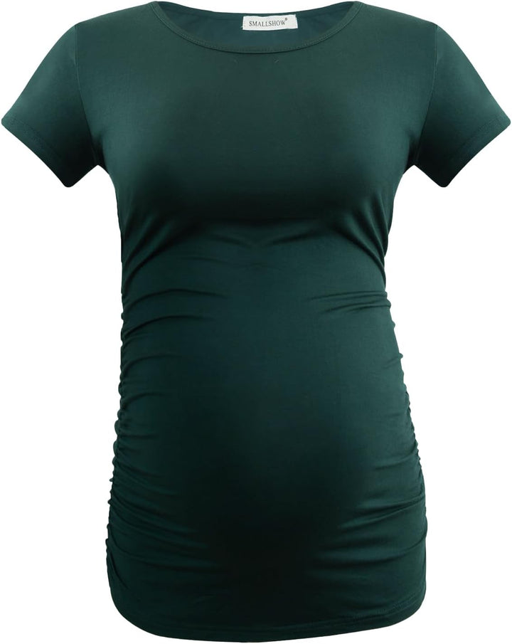 Smallshow Damen Umstandsmode Tops Seitlich Geraffte Schwangerschafts Umstandstop 3er Pack S Schwarz/