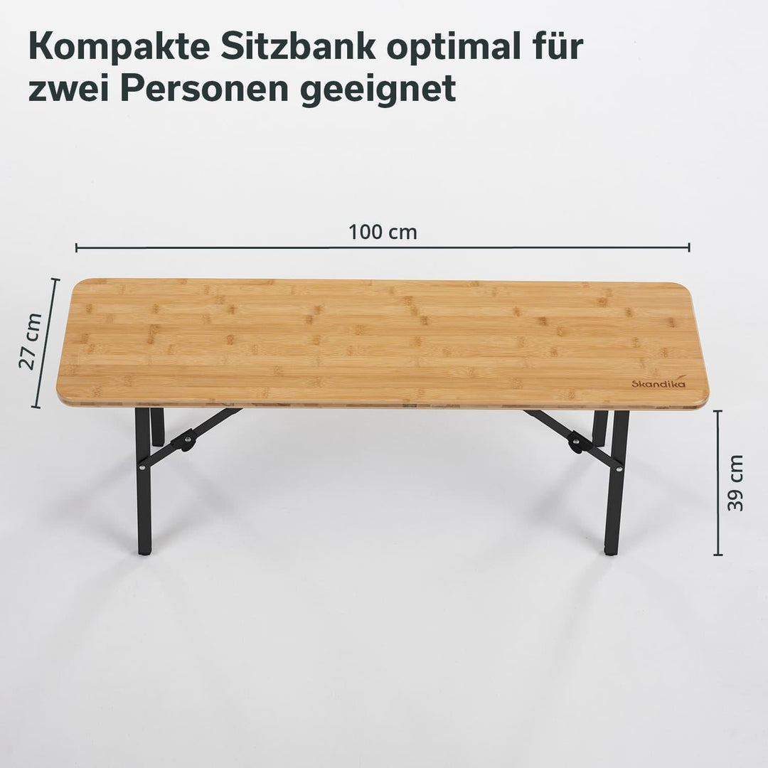 Skandika Sitzbank Tobro 2er Set | Campingbank aus Bambus, 100 x 27 x 39 cm, bis 200 kg belastbar, we
