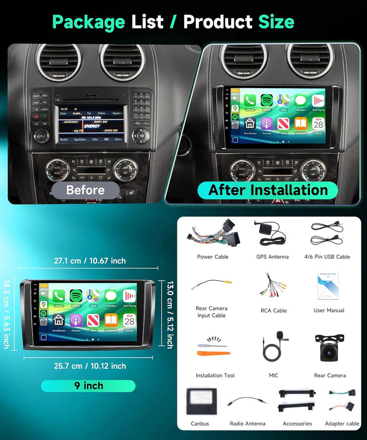 8 Core 6G+128G Android Autoradio für Mercedes Benz ML GL W164 ML350 ML500 GL320 X164 ML280 Wireless