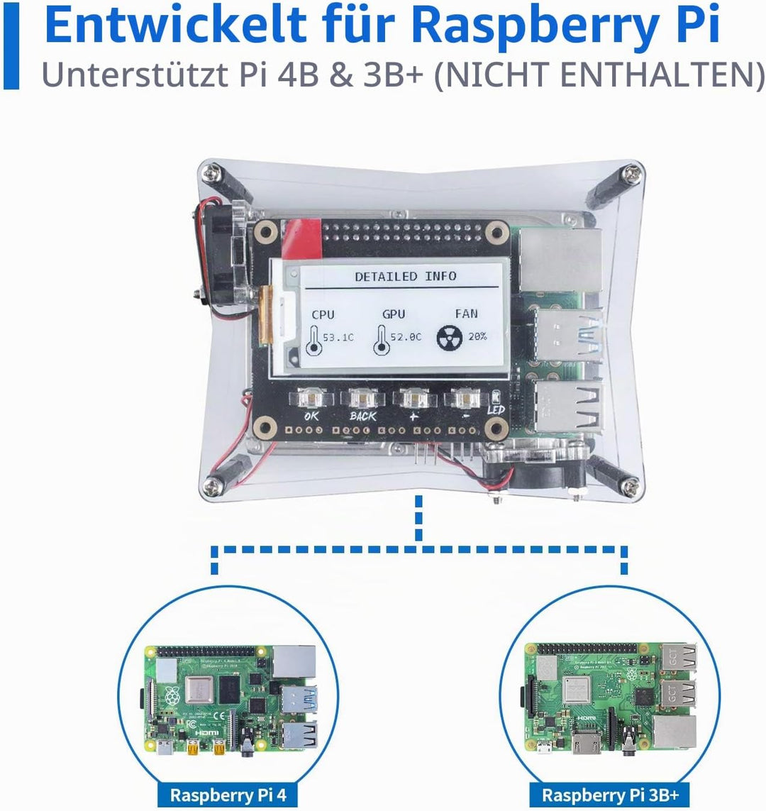 SunFounder NAS Kit for Raspberry Pi 4B/3B+/3B/3A+/2B, NAS Hat, Dual Fan, Micro SD Card Included