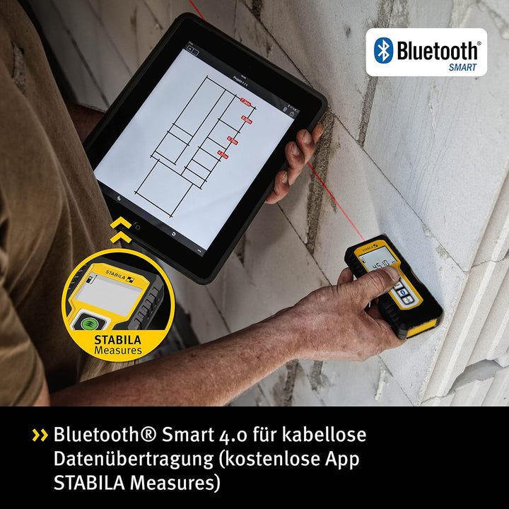 STABILA Laser-Entfernungsmesser LD 250 BT, Bluetooth Smart 4.0, max. Messbereich 50 m, 4 Messfunktio