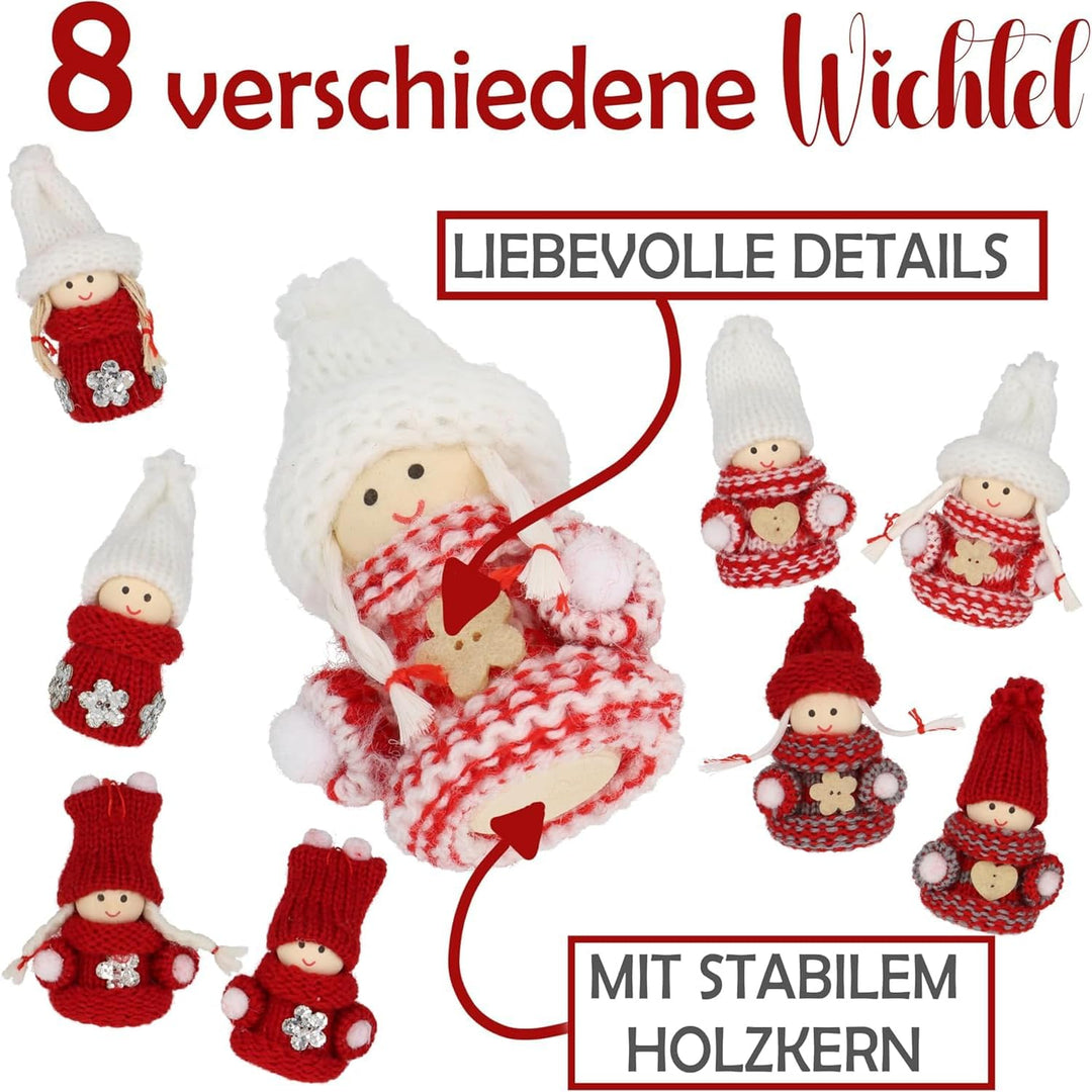 CREOLOGIC Mini-Wichtel Figur 7cm · Baumschmuck· Weihnachtsdekoration · Wintermütze · Deko · Wichtelg
